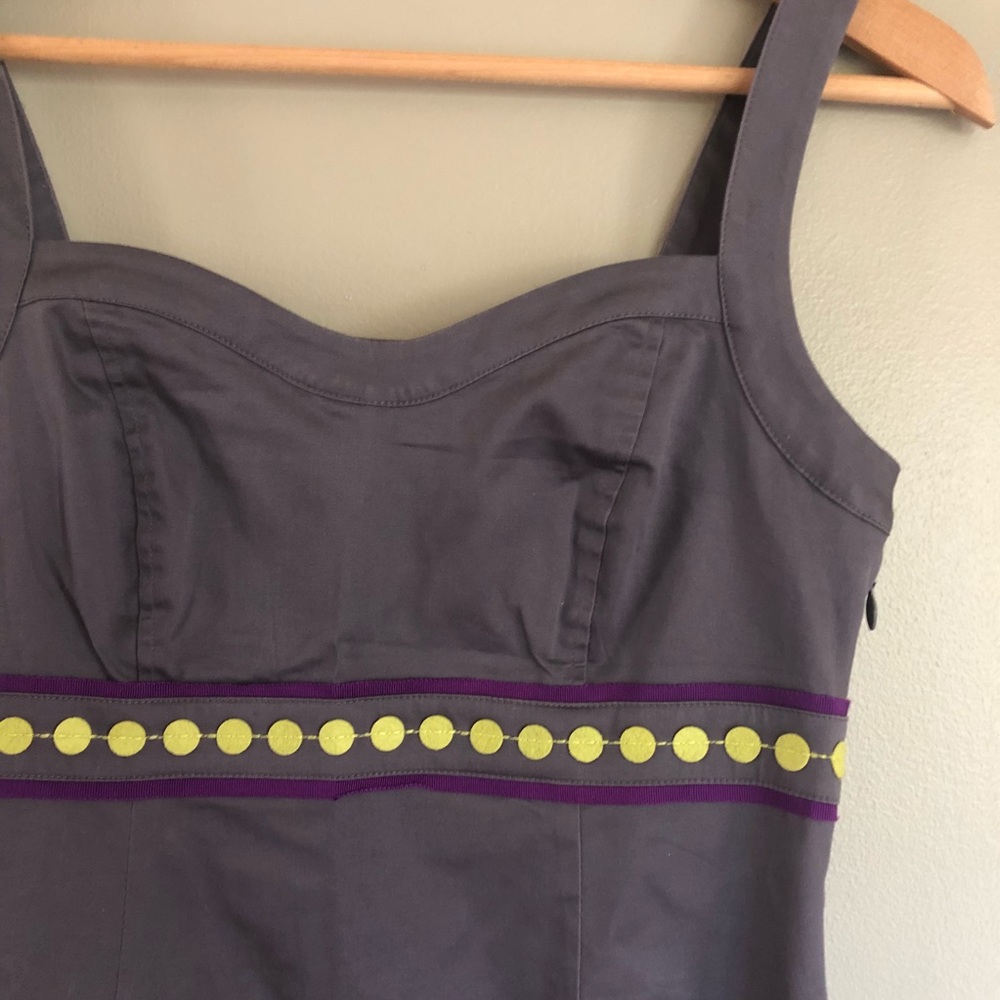Boden petite sheath dress with green & purple trim